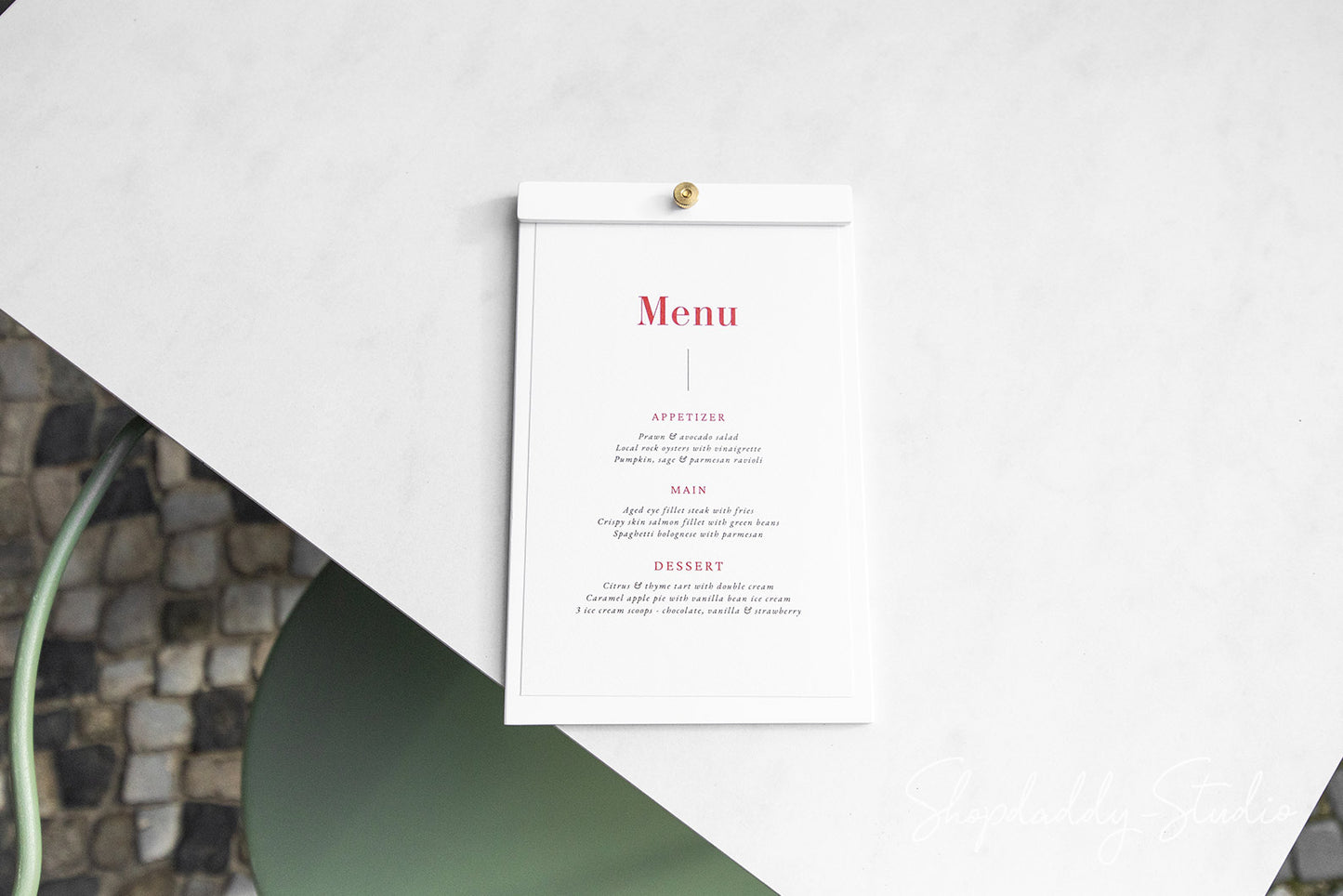 White Plywood Menu Board with Brass Screw for Cafe