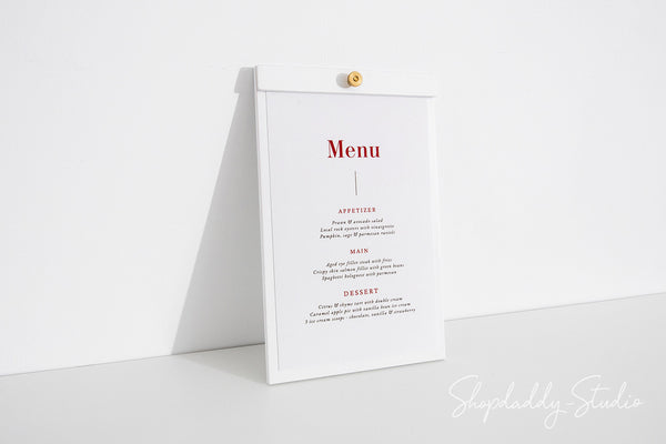 White Plywood Menu Board with Brass Screw in details 2