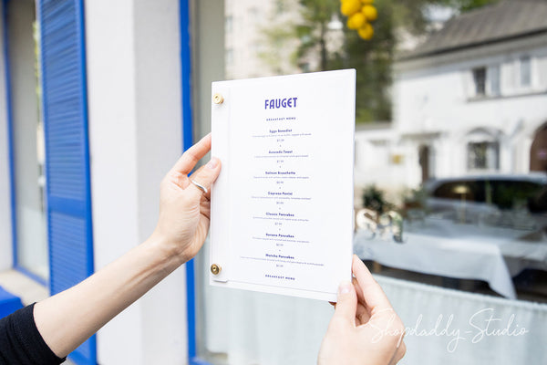 White Plywood Menu Board with Vertical Plank on Screws for restaurant