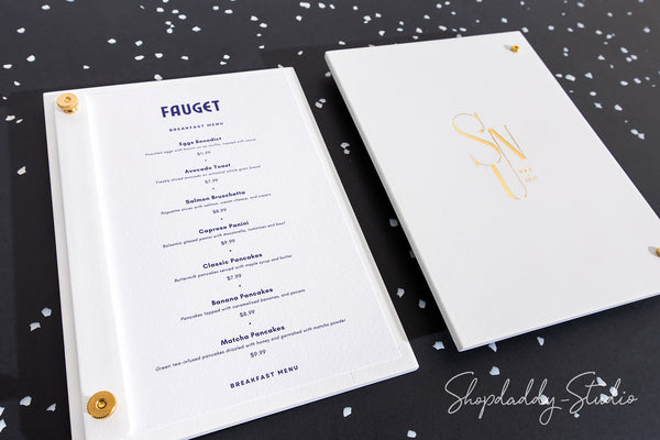 White Plywood Menu Display Board with Vertical Plank on Screws for bar