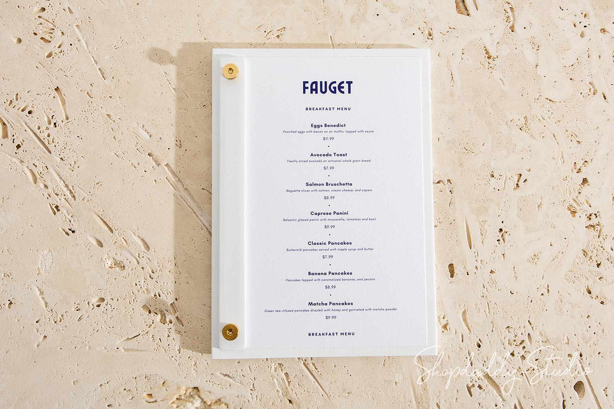 White Plywood Menu Display Board with Vertical Plank on Screws for cocktail menu