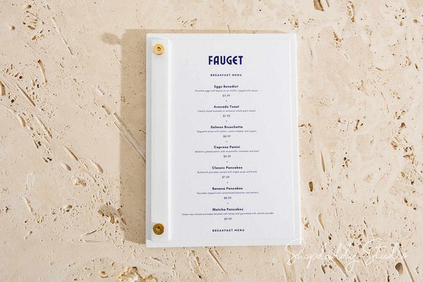 White Plywood Menu Display Board with Vertical Plank on Screws for cocktail menu