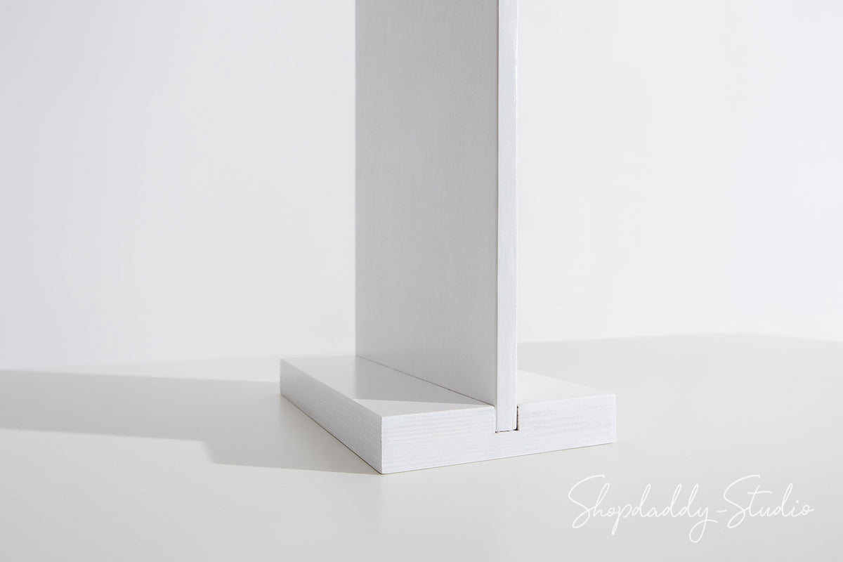 White Straight Wooden Table Stand With Black Binder for Menu Display