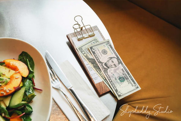 Wood Bill Holder with Golden Binder for bars