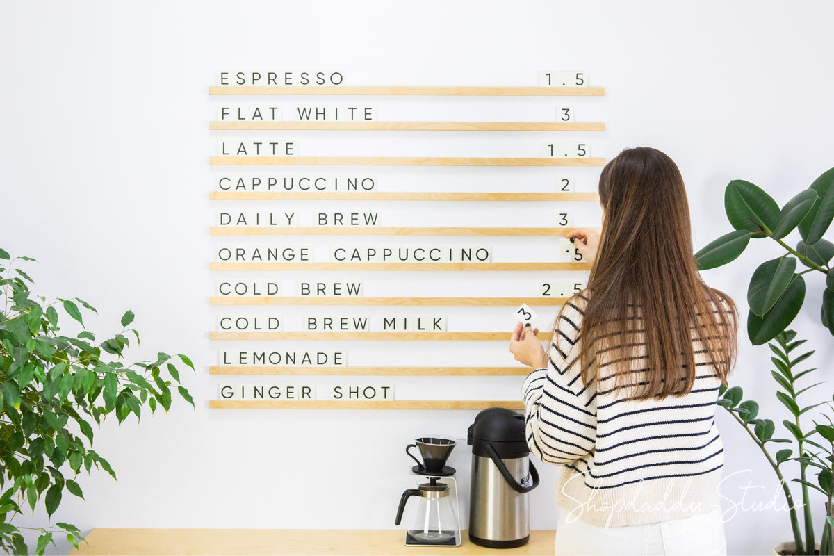 Wood Changeable Letters Bakery Menu Board 