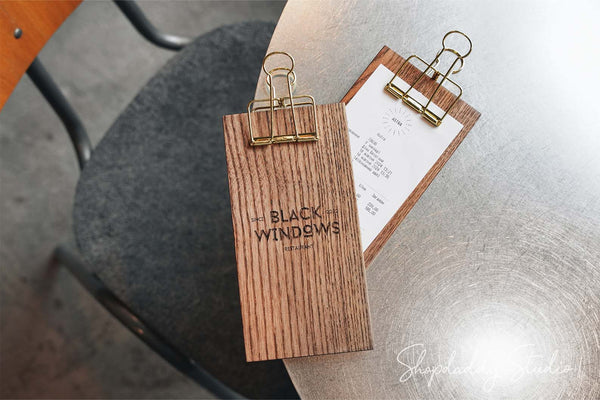 Wood Check Holder with Golden Binder