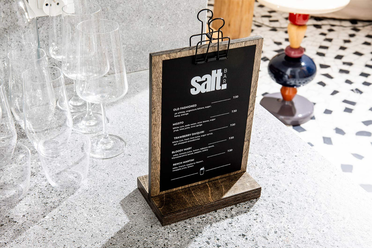 Wood Clipboard Menu Table Sign for Drink Menu