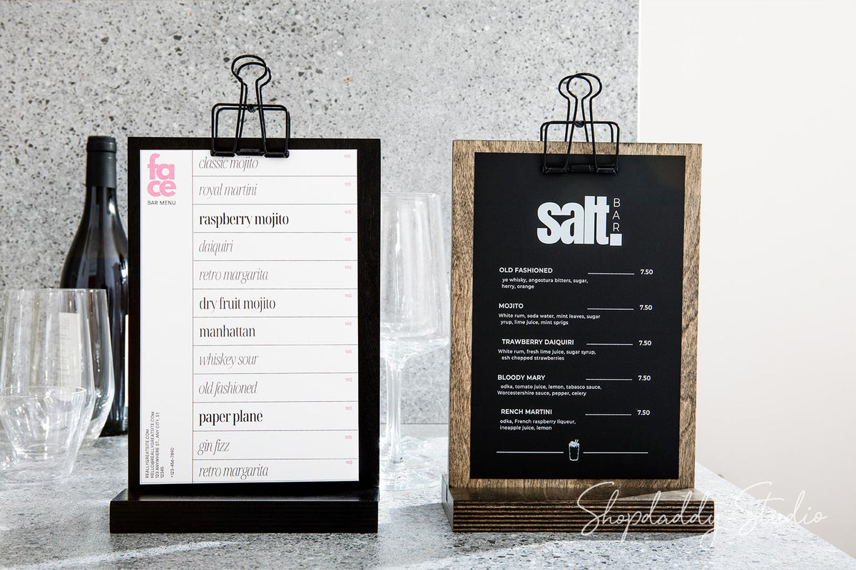 Wood Custom Clipboard Menu Table Sign for Drink Menu