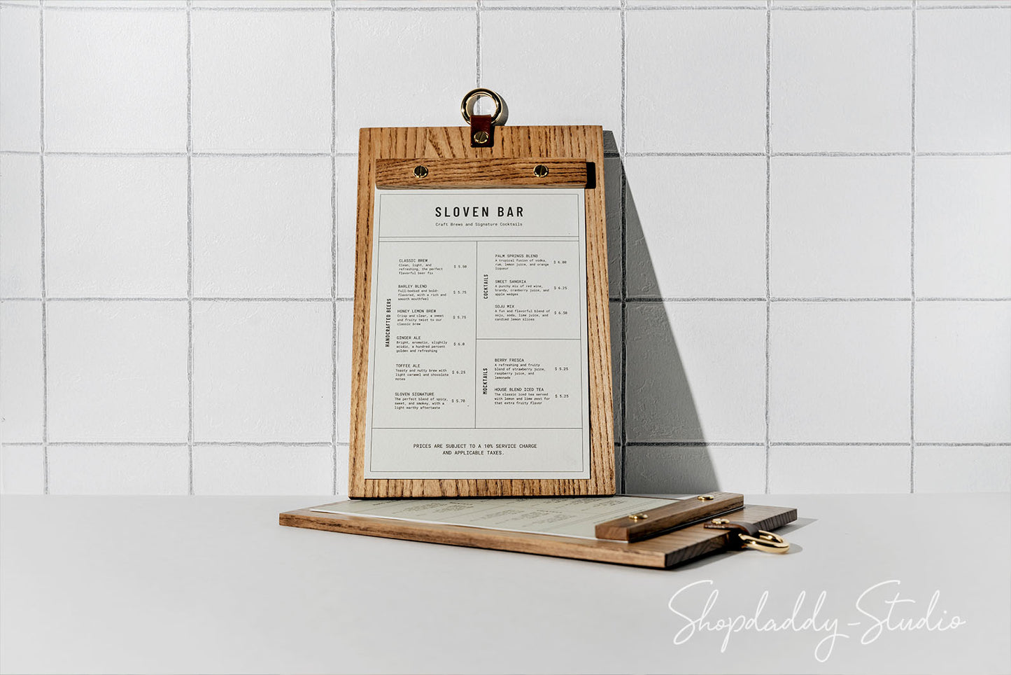  Wood Menu Board with Metal Ring for bar menu