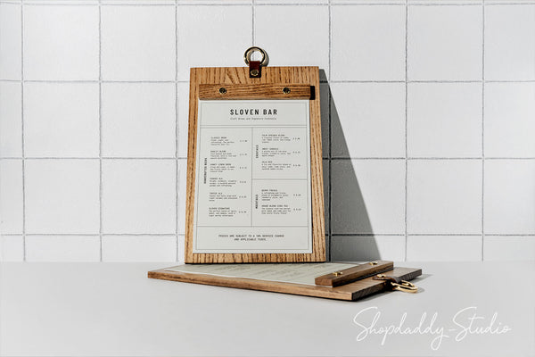  Wood Menu Board with Metal Ring for bar menu