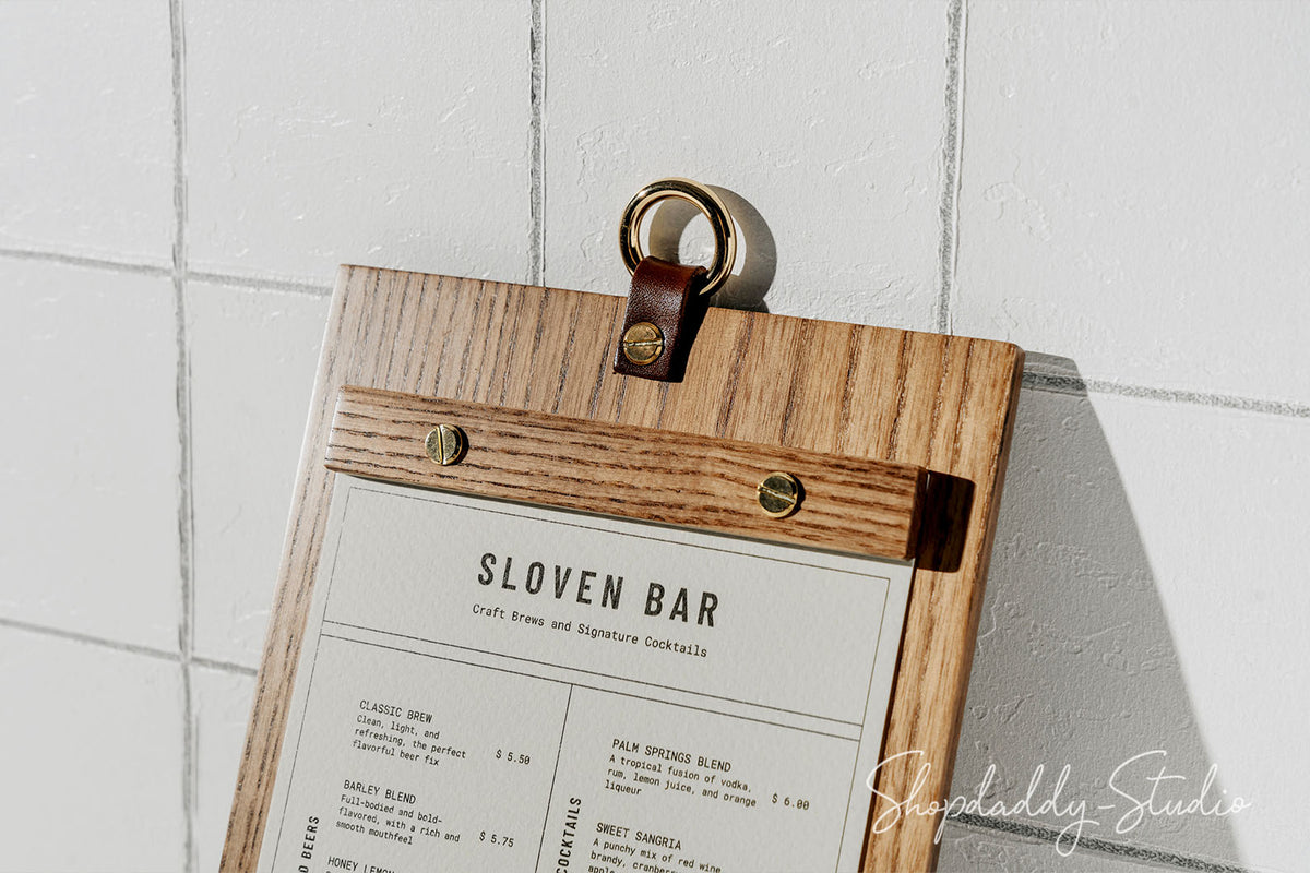 Wood Menu Board with Metal Ring for restaurant