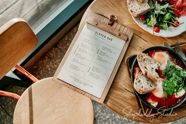 Wood Menu Holder with Metal Ring for restaurant