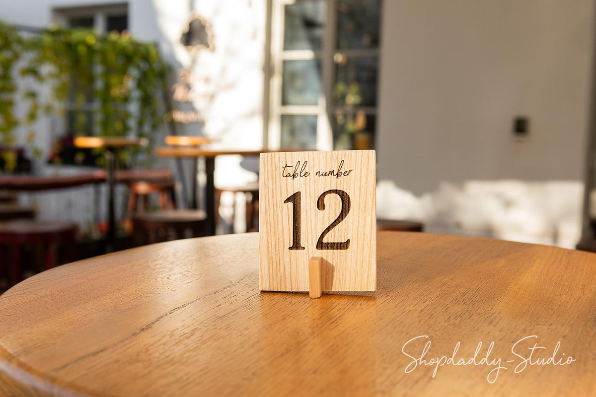 Wood Set Of Table Numbers With Qr Code for wedding