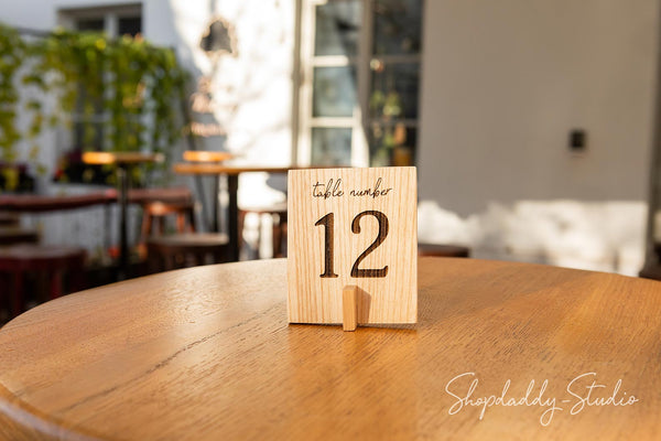 Wood Set Of Table Numbers With Qr Code for wedding
