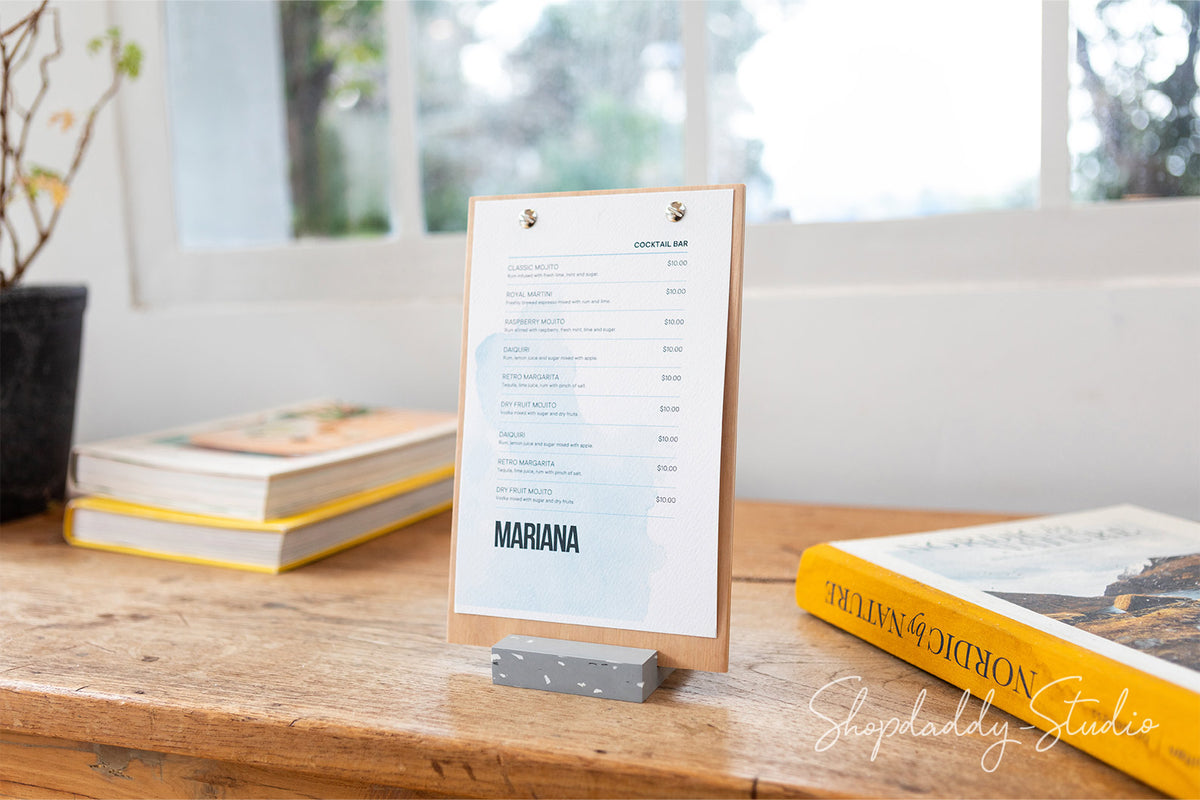 Wood Table Stand Menu Holder for Restaurant