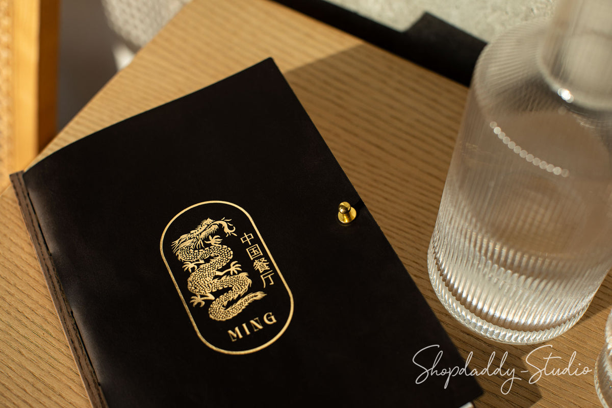 Wood and leather Clipboard Menu