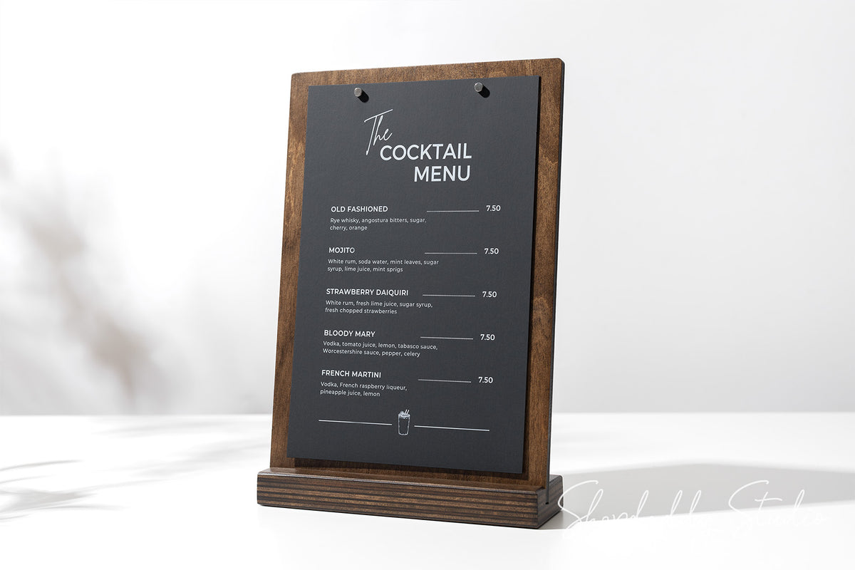 Wooden Angled Table Stand with Magnets Plywood Menu Stand