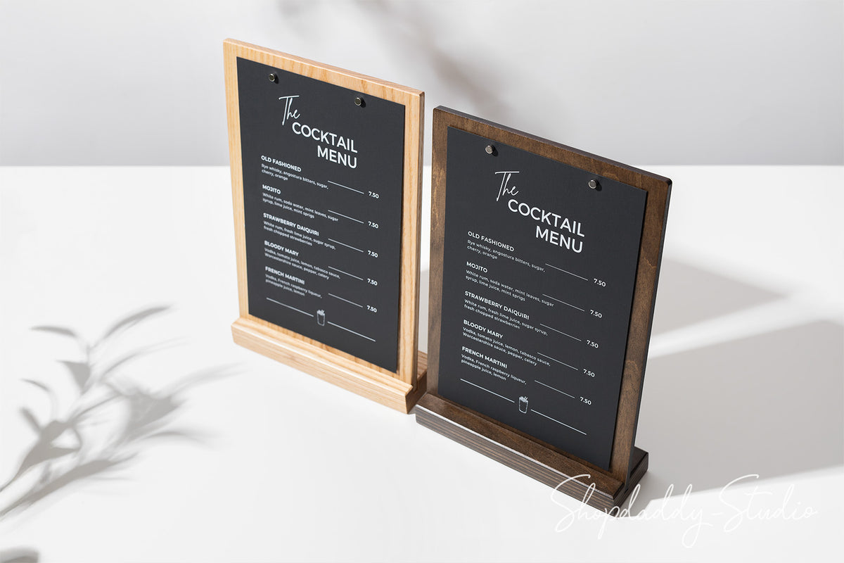 Wooden Angled Table Stand with Magnets Wooden Menu Holder