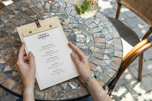 Wooden Menu Board with Metal Ring