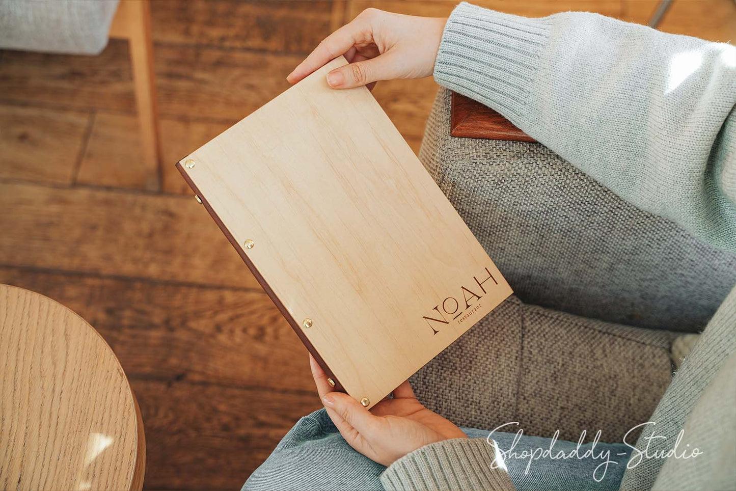 Wooden Menu Book With Plastic Sleeves for bar