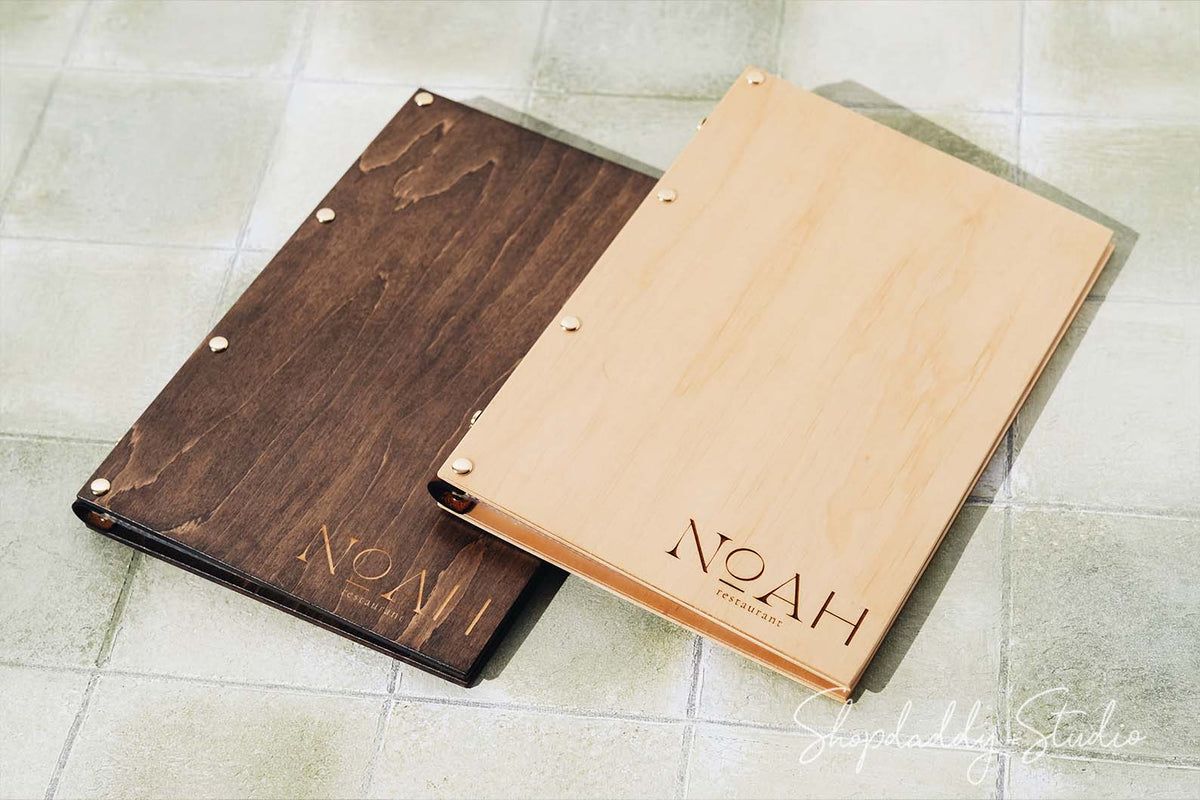 Wooden Menu Cover With Plastic Sleeves for restaurant