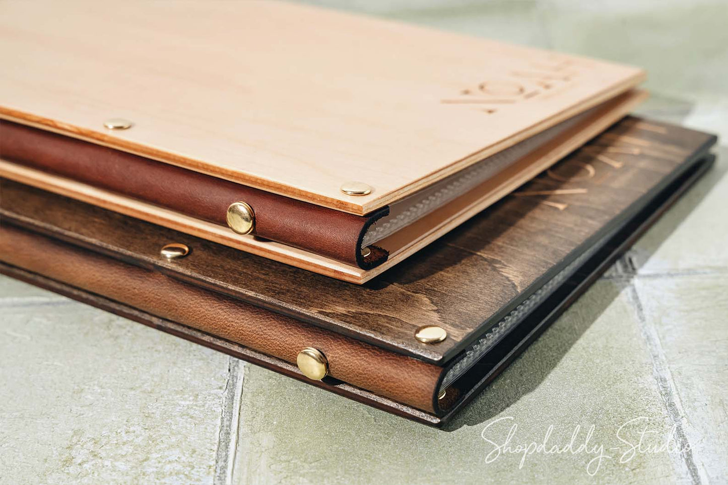 Wooden Menu Folder With Plastic Sleeves for restaurant