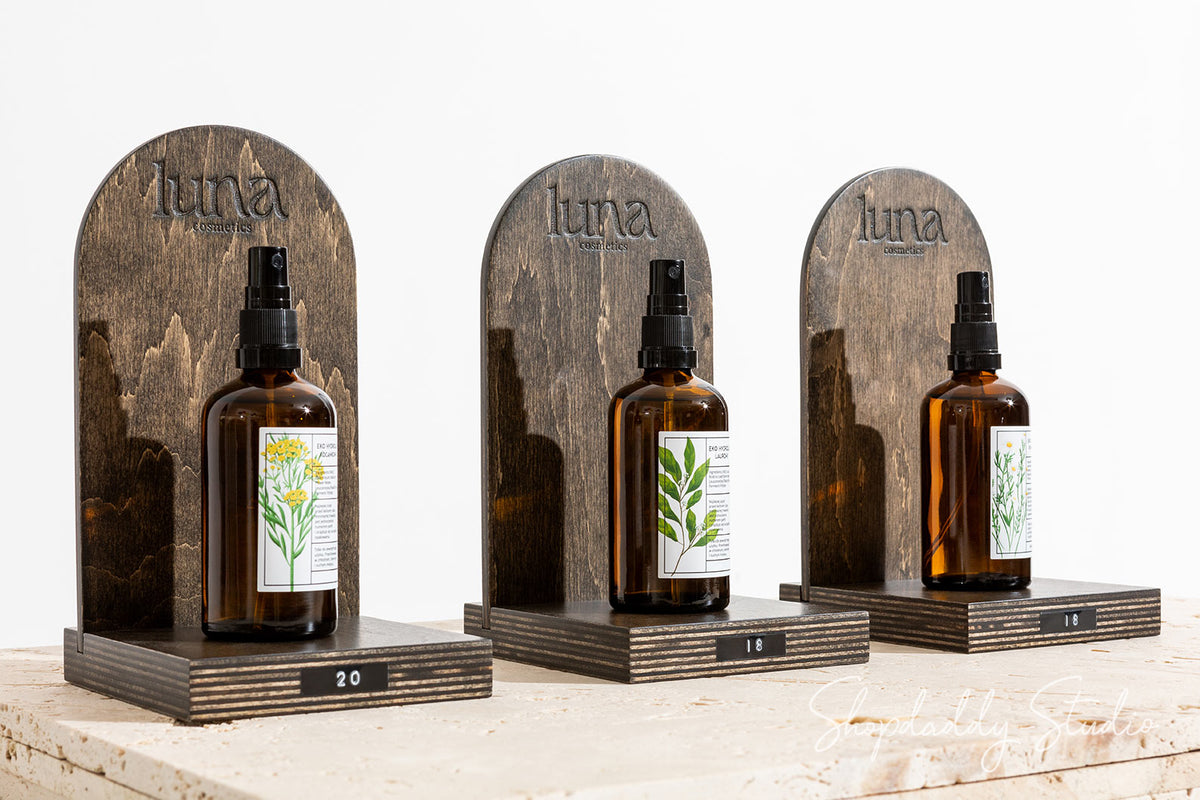 Wooden Product Display Stand for Retail with logo