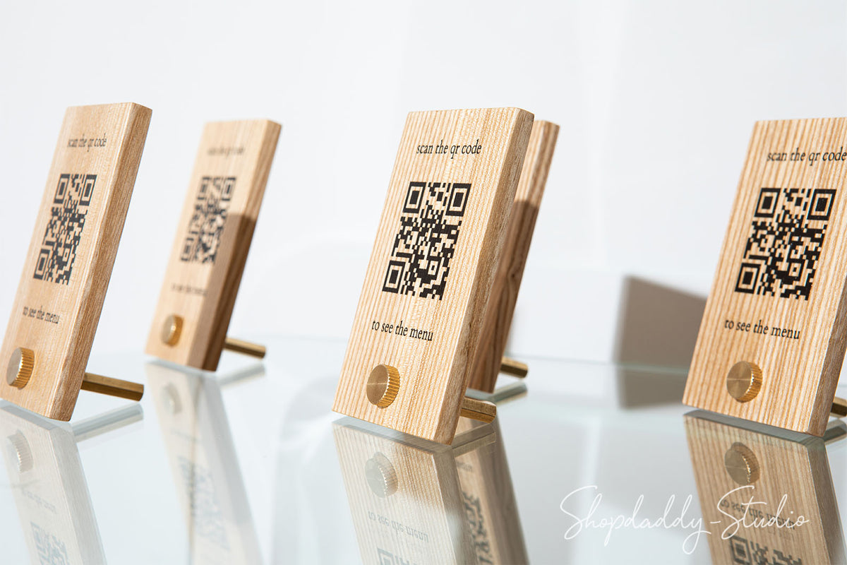 Wooden QR Code Sign Set