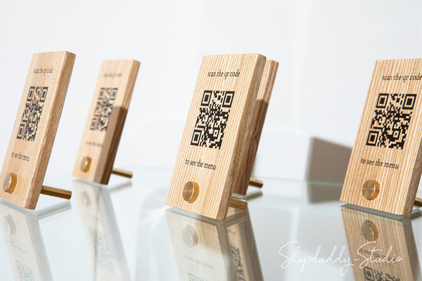 Wooden QR Code Sign Set