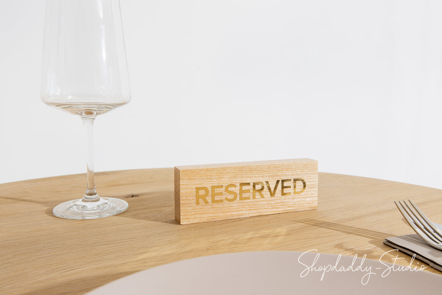 Wooden Reservation seating Sign With Gold Debossing for restaurant