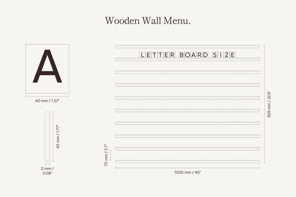 Black Wall Menu PVC Letter Board