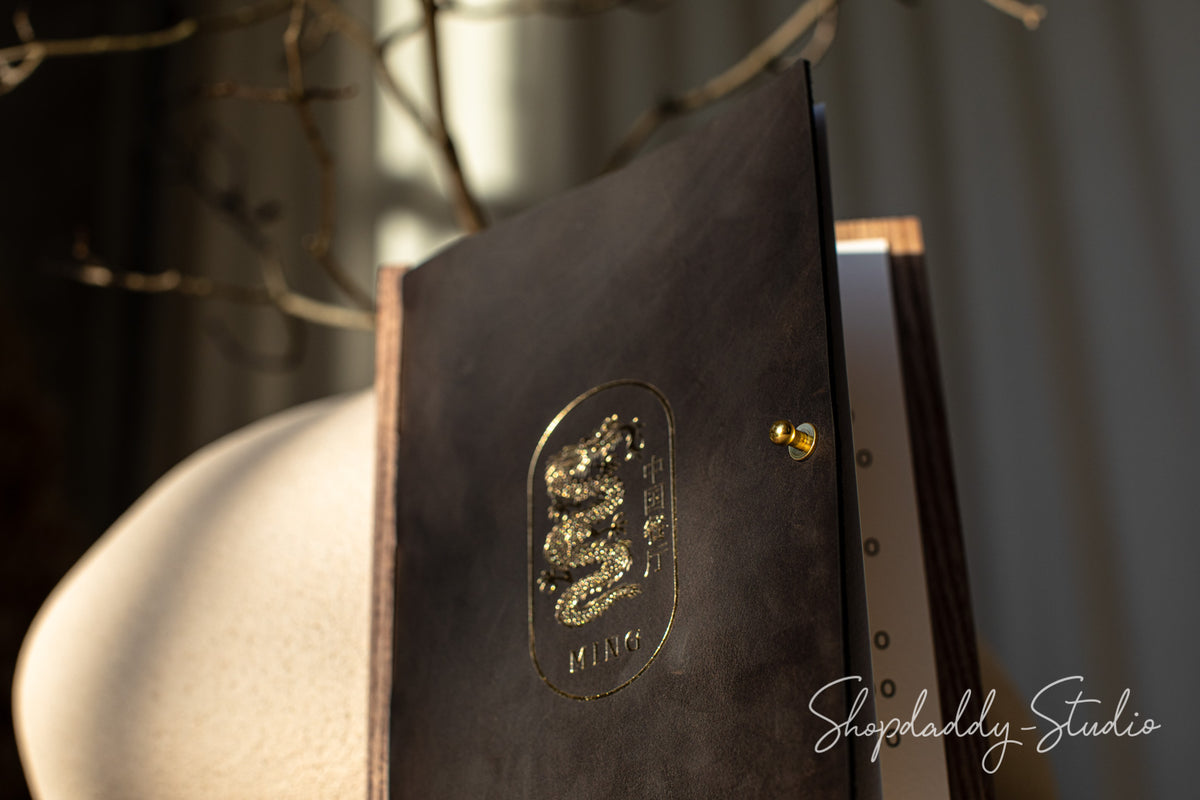 Wooden and Leather Menu Holder