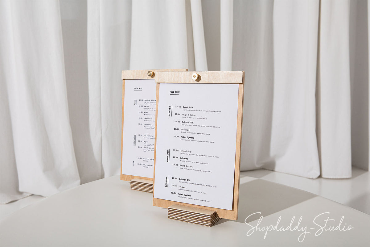 Wooden menu holder for restaurant