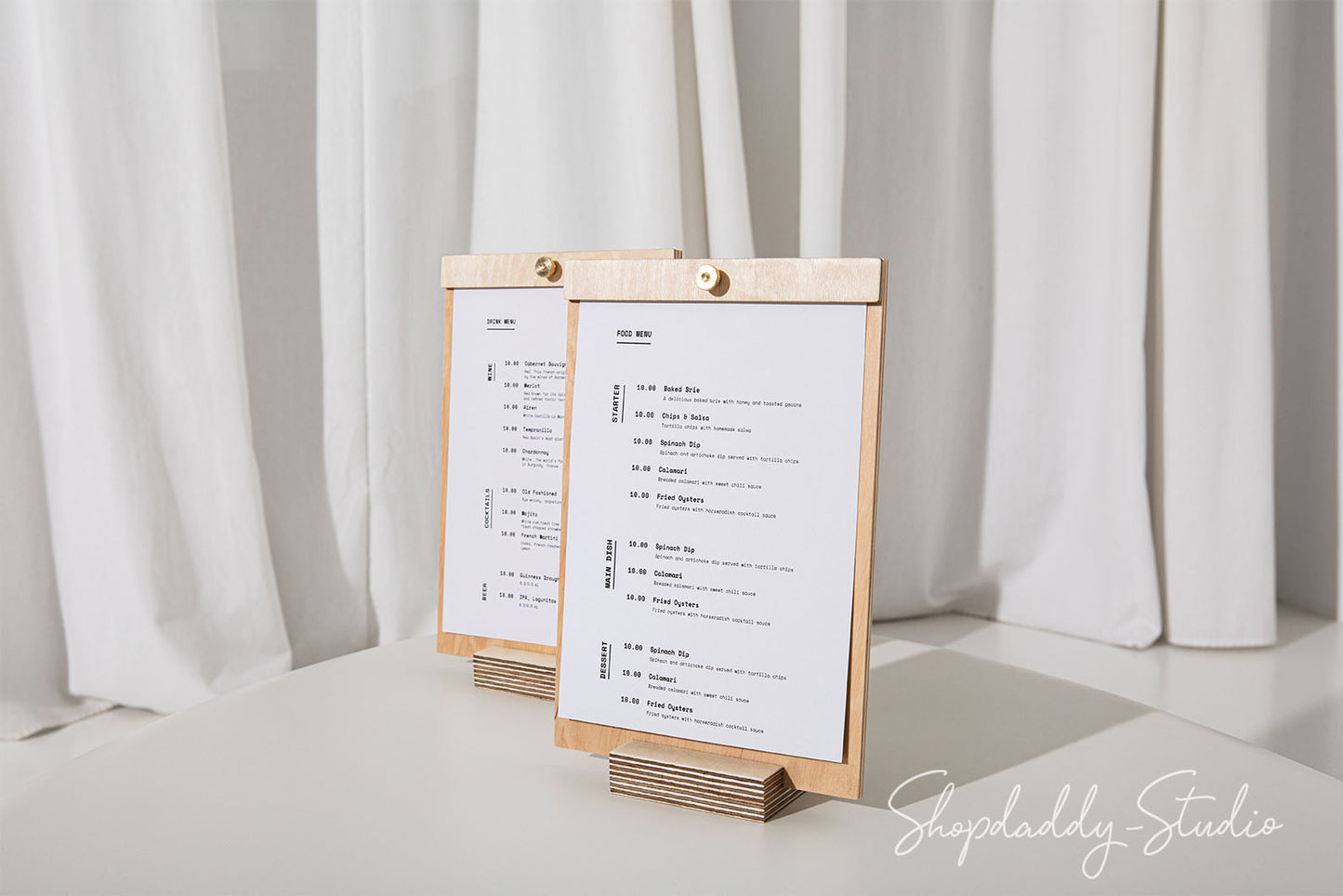 Wooden menu holder for restaurant