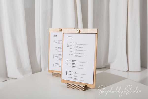 Wooden menu holder for restaurant