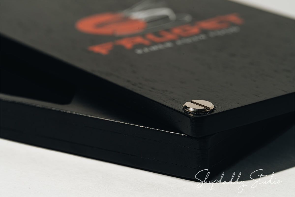 black Check Holder Box with metal Rotating Lid 
