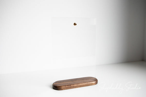 Walnut Wooden/Acrylic Table Top Menu Stand with your logo