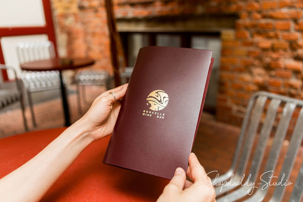custom Leather binderview menu cover for restaurant