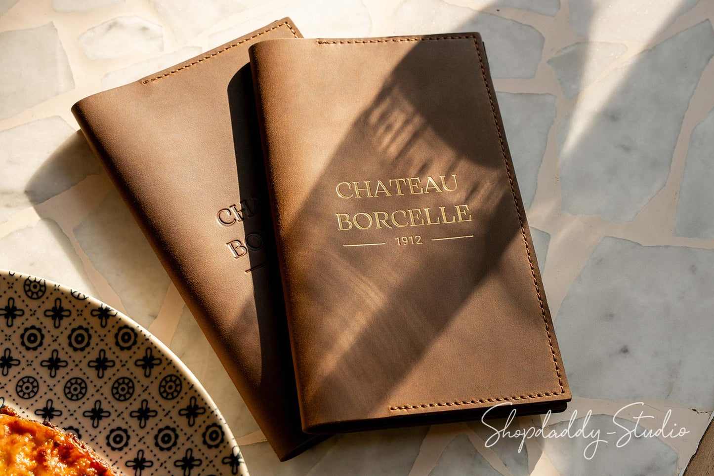 custom Leather server book with Two Pockets for restaurant