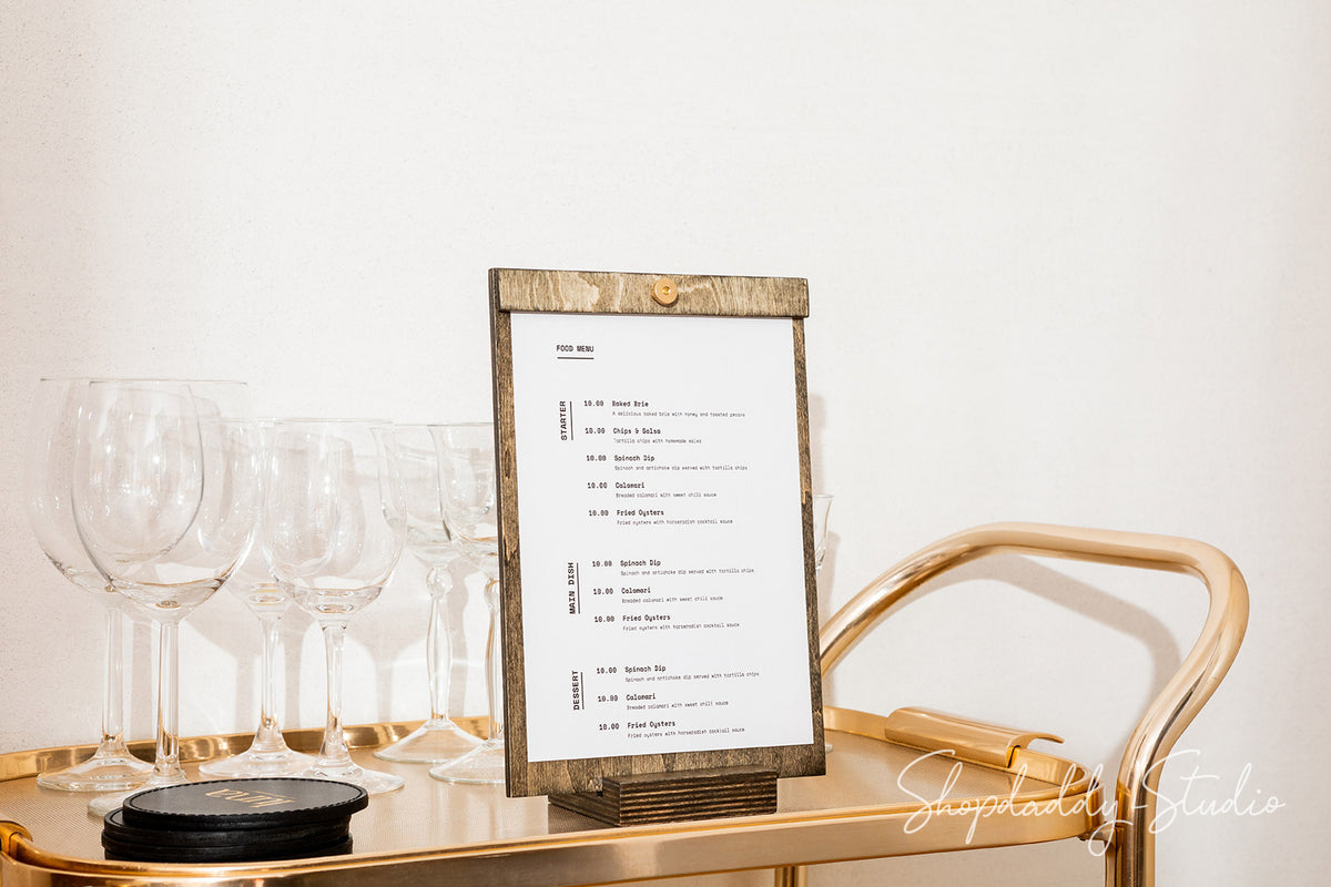 custom wood table tent for restaurant with logo