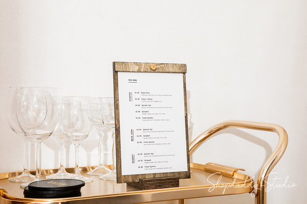custom wood table tent for restaurant with logo