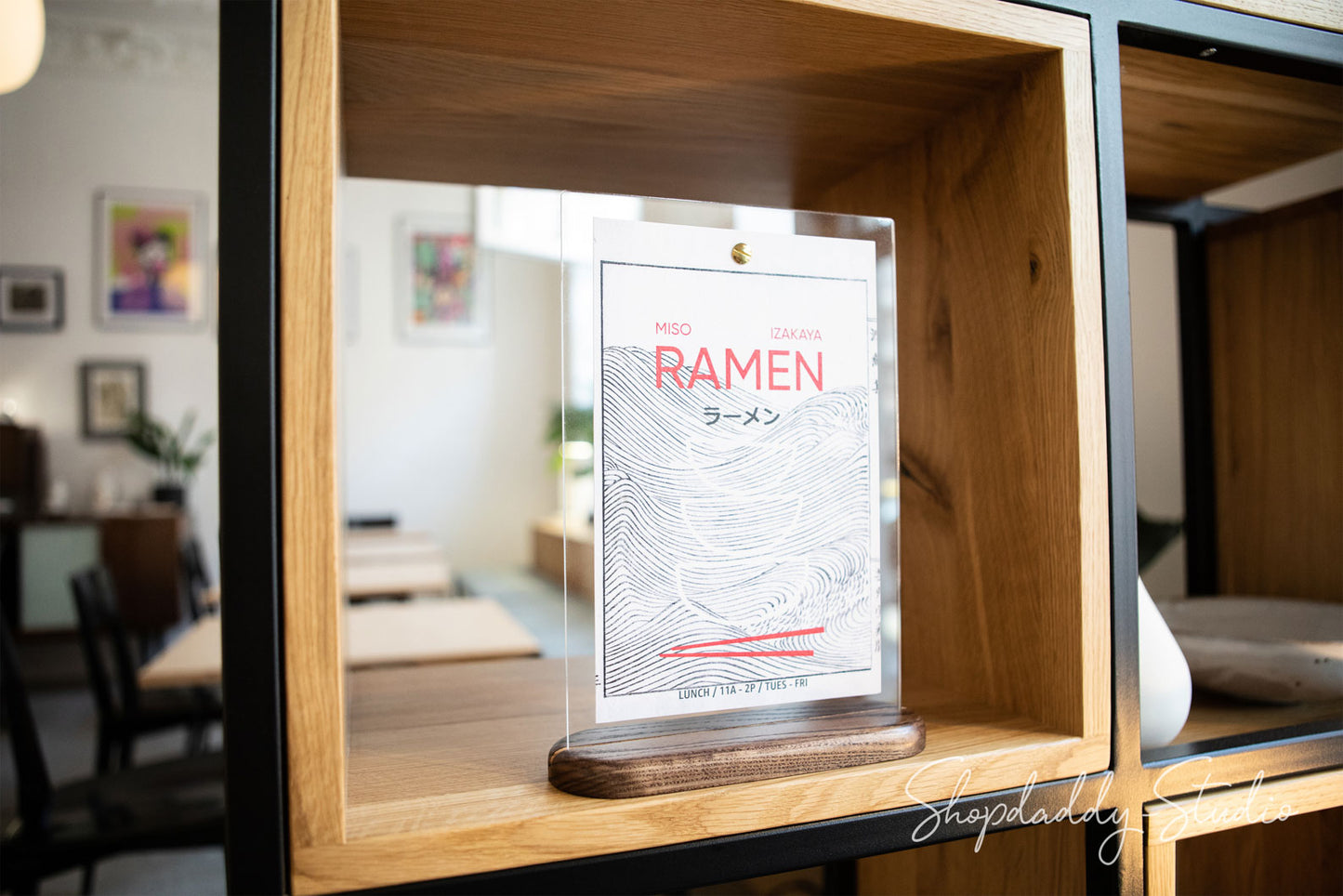 Walnut Wooden/Acrylic Table Menu Stand