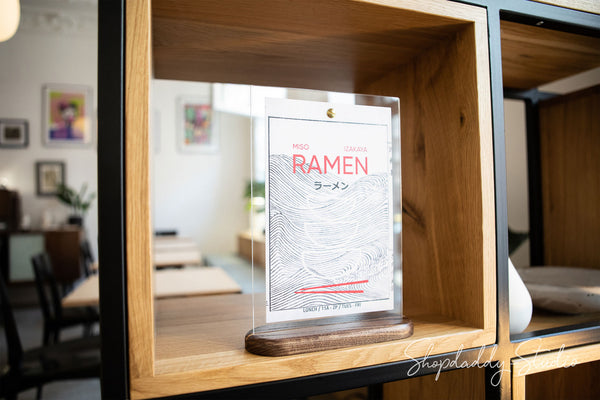 Walnut Wooden/Acrylic Table Menu Stand