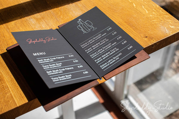 Restaurant Rusty Double Leather Menu Cover with Elastic Band