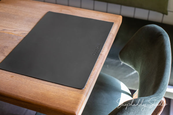 Green Thick Leather Table Dining Mat