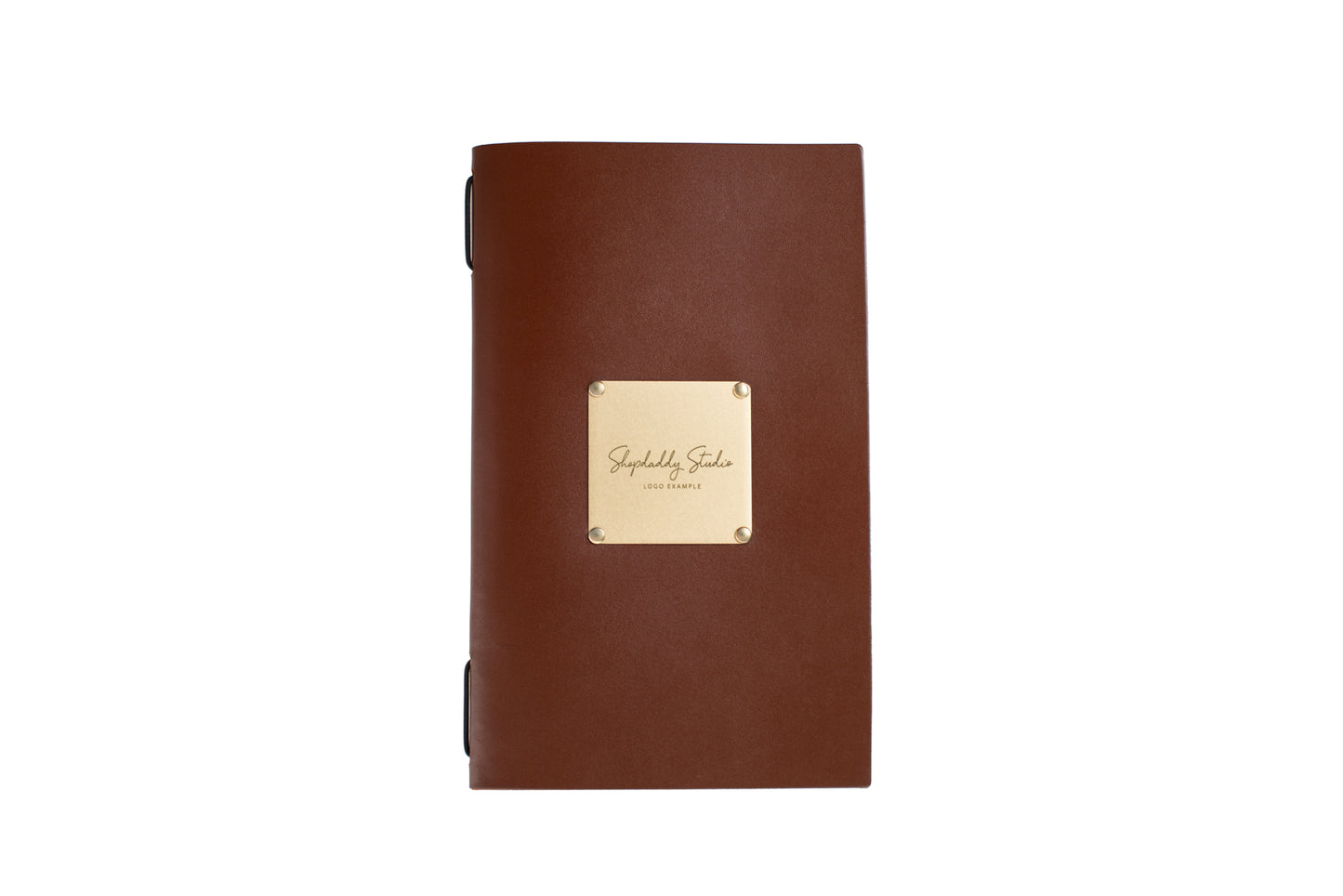 Brown Thick Leather Menu Cover with Brass Lable for pub
