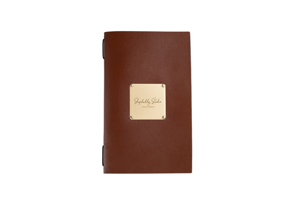 Brown Thick Leather Menu Cover with Brass Lable for pub