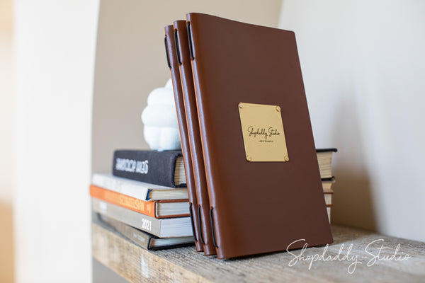 Bar Leather Menu Cover with Brass Lable