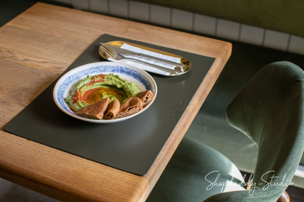 Green Thick Leather Table Dining Placemat with your logo