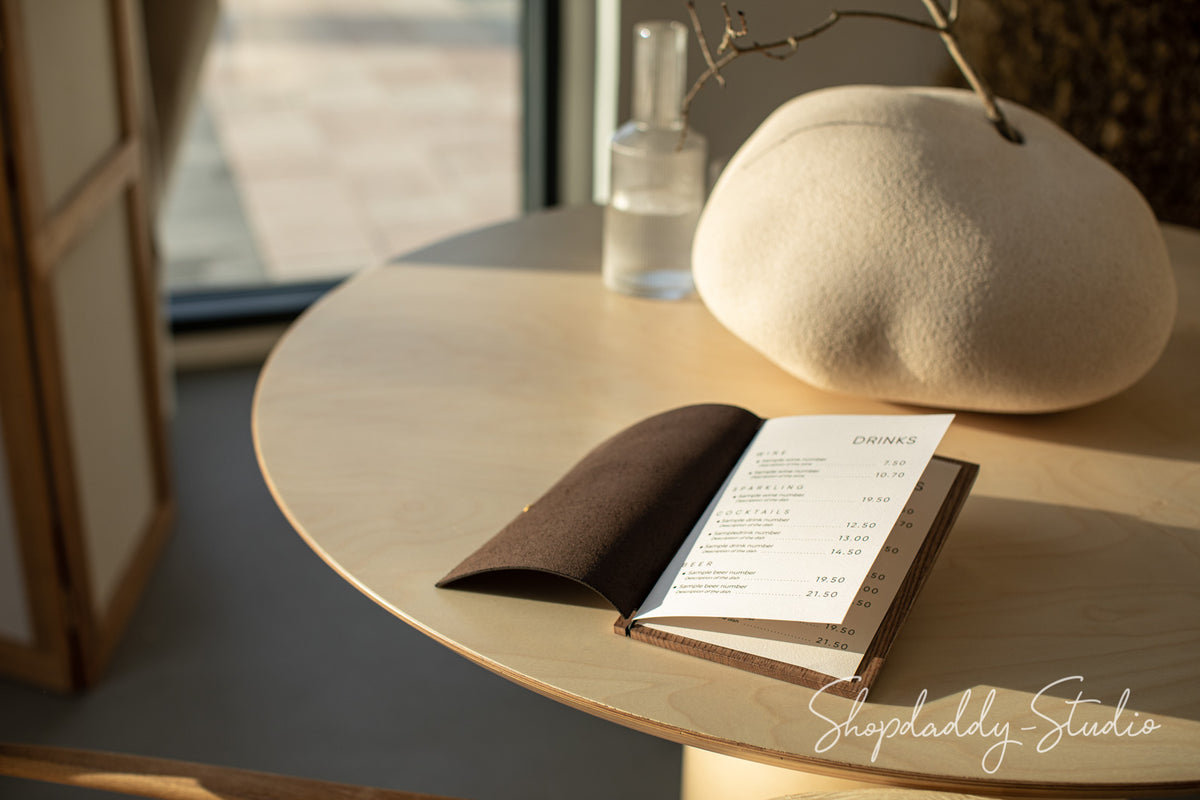 Leather and Wood Clipboard Menu